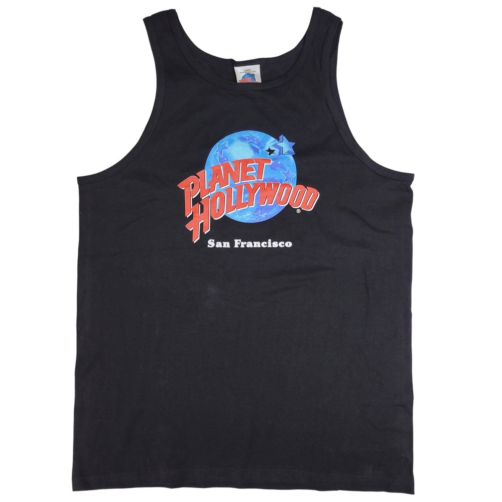 Vintage Planet Hollywood San Francisco Tank Top Mens Large Black Made in USA 90s